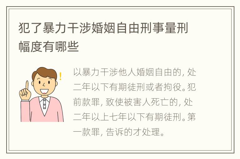 犯了暴力干涉婚姻自由刑事量刑幅度有哪些
