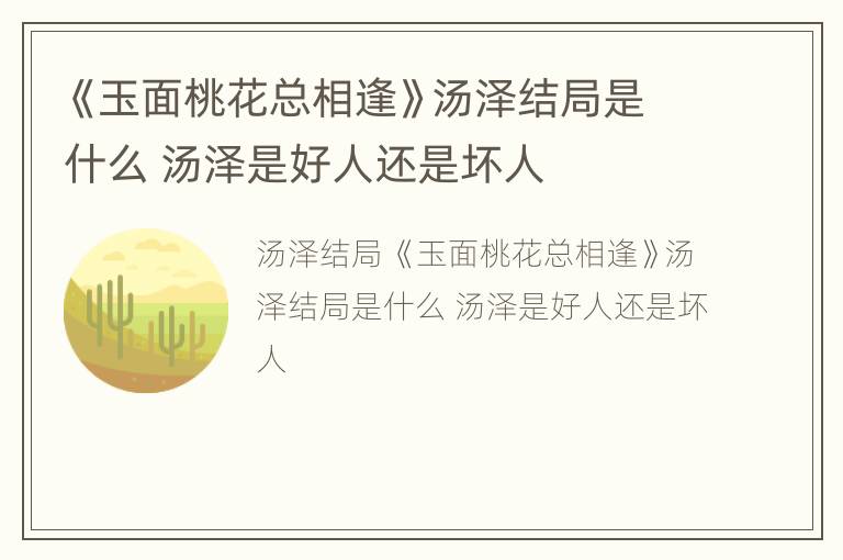 《玉面桃花总相逢》汤泽结局是什么 汤泽是好人还是坏人