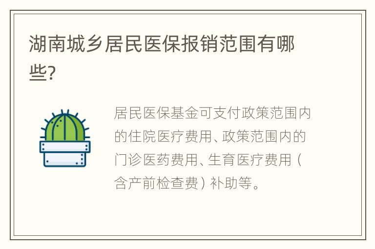 湖南城乡居民医保报销范围有哪些？