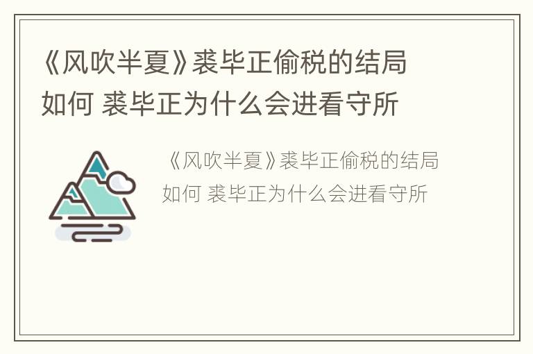 《风吹半夏》裘毕正偷税的结局如何 裘毕正为什么会进看守所