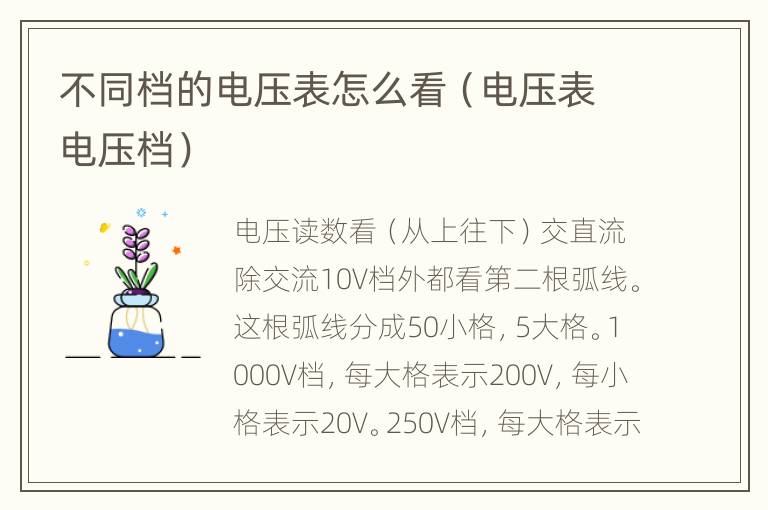 不同档的电压表怎么看（电压表电压档）