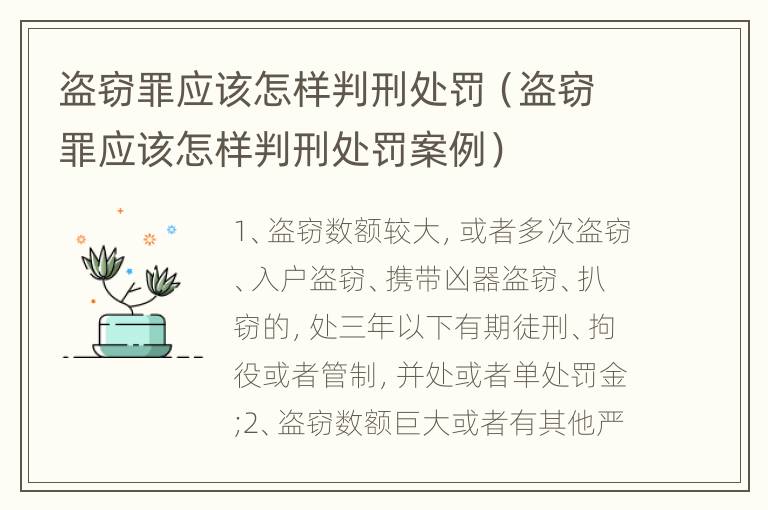 盗窃罪应该怎样判刑处罚（盗窃罪应该怎样判刑处罚案例）