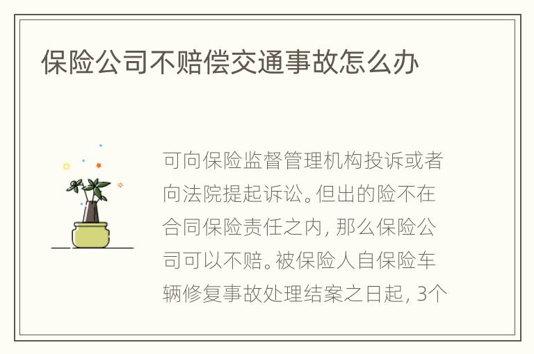 保险公司不赔偿交通事故怎么办