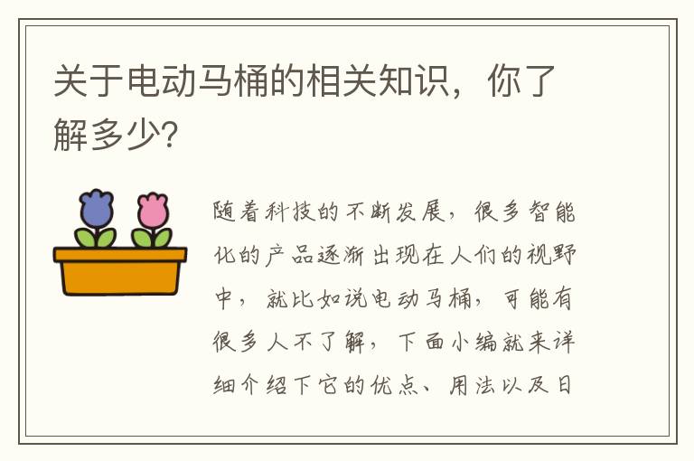 关于电动马桶的相关知识，你了解多少？