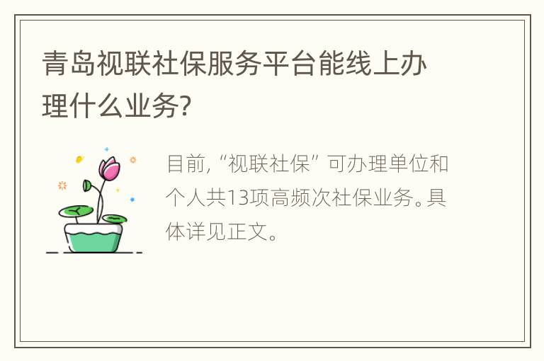 青岛视联社保服务平台能线上办理什么业务？