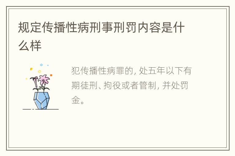 规定传播性病刑事刑罚内容是什么样