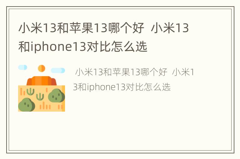 小米13和苹果13哪个好  小米13和iphone13对比怎么选
