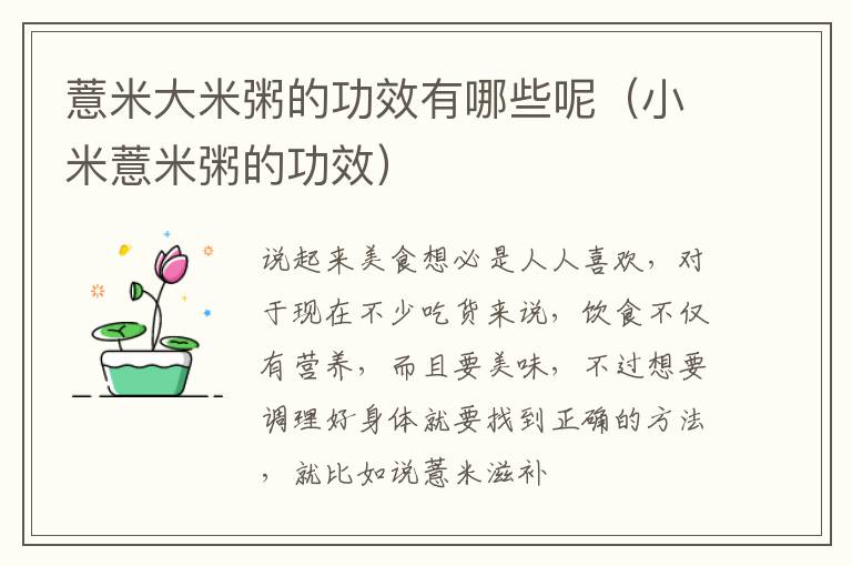 薏米大米粥的功效有哪些呢（小米薏米粥的功效）