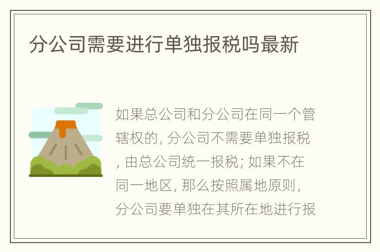 分公司需要进行单独报税吗最新