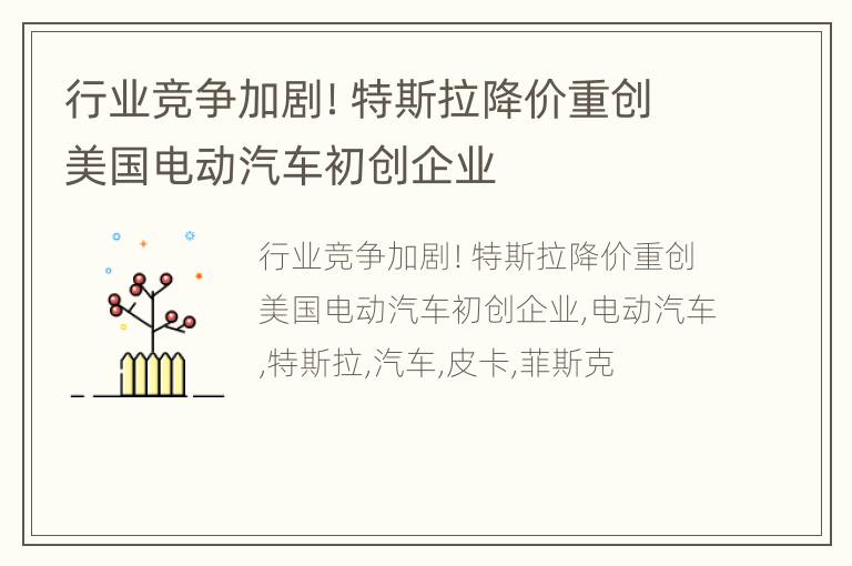 行业竞争加剧！特斯拉降价重创美国电动汽车初创企业