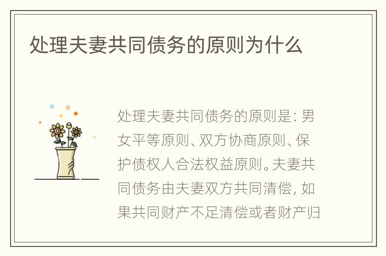 处理夫妻共同债务的原则为什么
