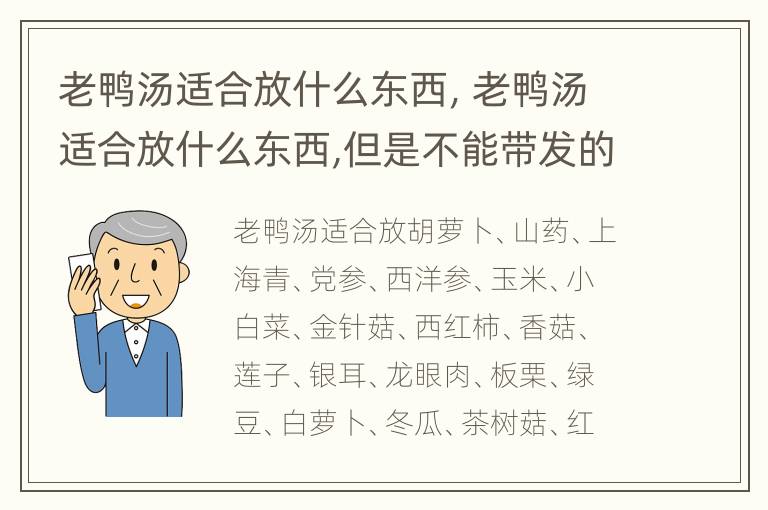 老鸭汤适合放什么东西，老鸭汤适合放什么东西,但是不能带发的