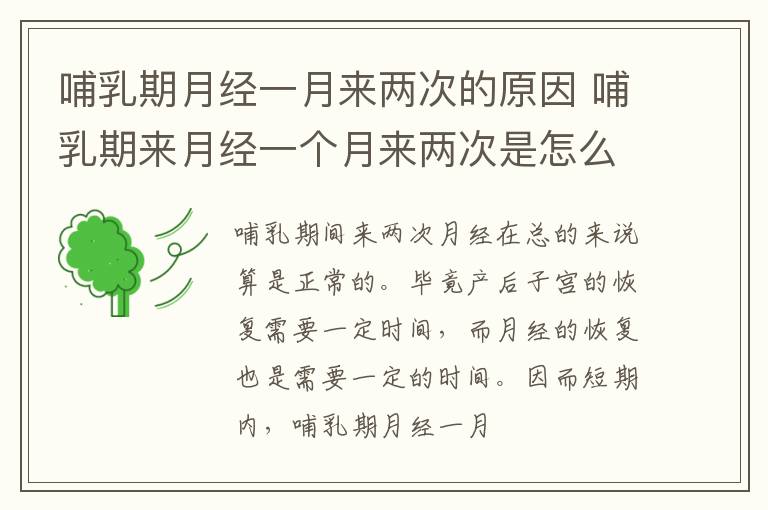 哺乳期月经一月来两次的原因 哺乳期来月经一个月来两次是怎么回事
