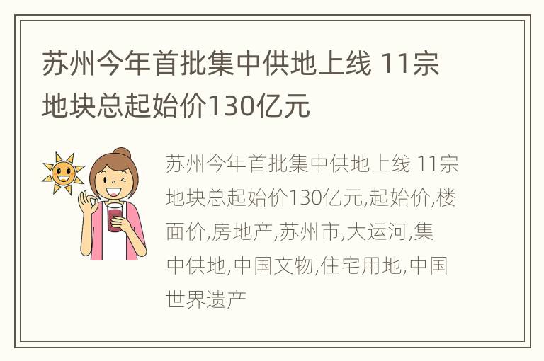苏州今年首批集中供地上线 11宗地块总起始价130亿元
