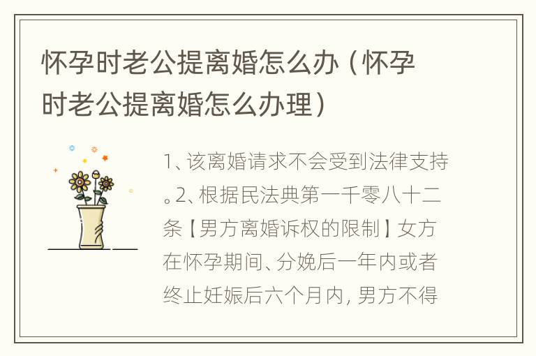 怀孕时老公提离婚怎么办（怀孕时老公提离婚怎么办理）