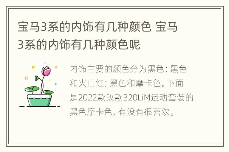 宝马3系的内饰有几种颜色 宝马3系的内饰有几种颜色呢