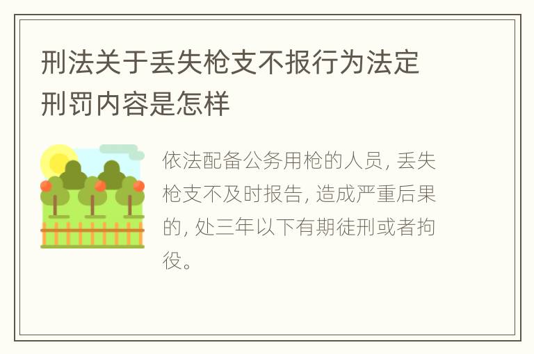 刑法关于丢失枪支不报行为法定刑罚内容是怎样