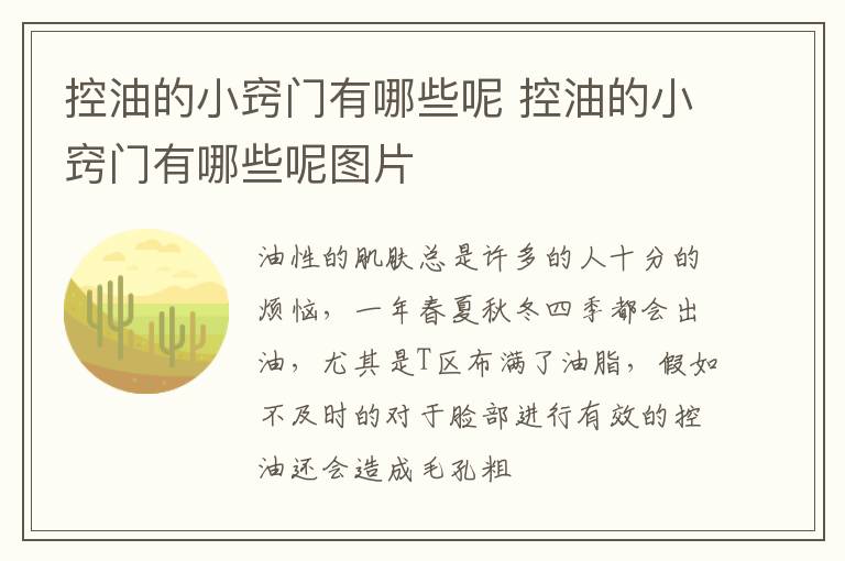 控油的小窍门有哪些呢 控油的小窍门有哪些呢图片