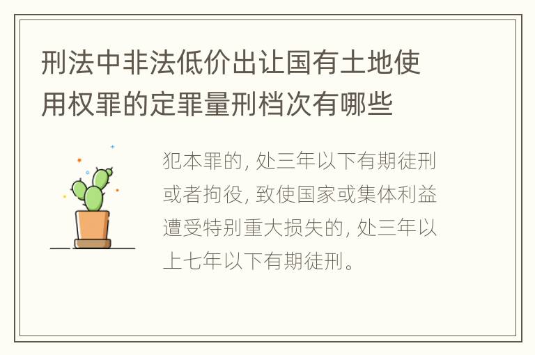 刑法中非法低价出让国有土地使用权罪的定罪量刑档次有哪些