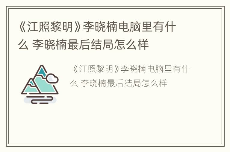 《江照黎明》李晓楠电脑里有什么 李晓楠最后结局怎么样