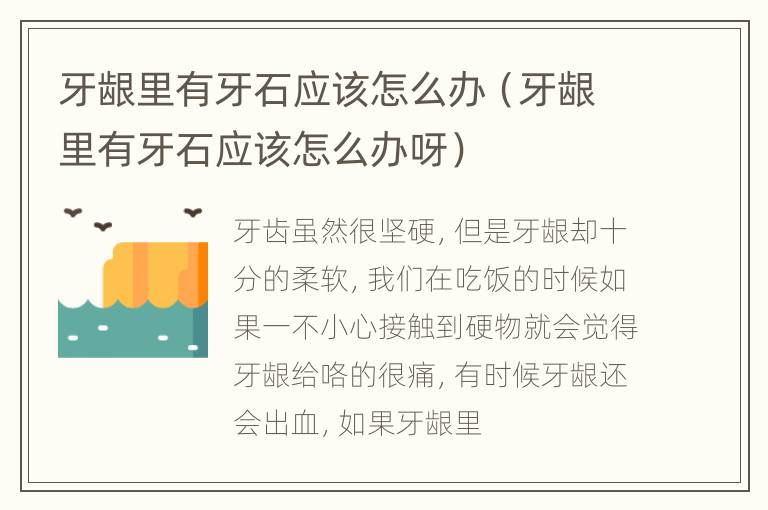 牙龈里有牙石应该怎么办（牙龈里有牙石应该怎么办呀）