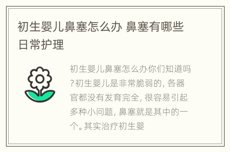 初生婴儿鼻塞怎么办 鼻塞有哪些日常护理