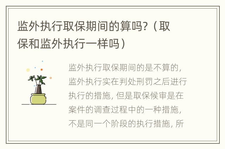 监外执行取保期间的算吗？（取保和监外执行一样吗）