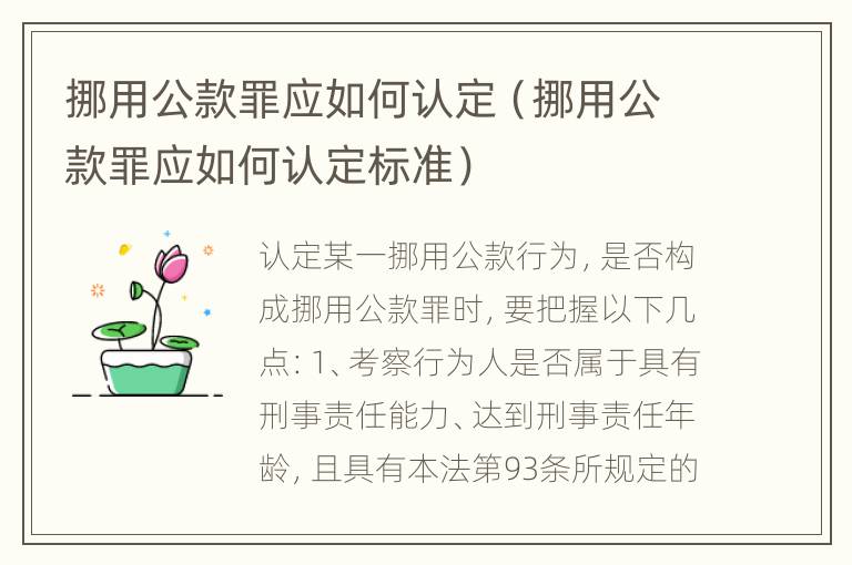 挪用公款罪应如何认定（挪用公款罪应如何认定标准）