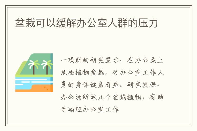 盆栽可以缓解办公室人群的压力