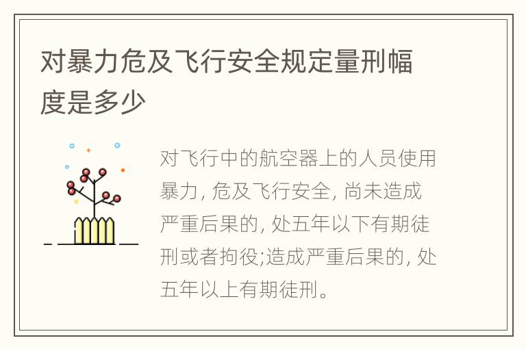 对暴力危及飞行安全规定量刑幅度是多少