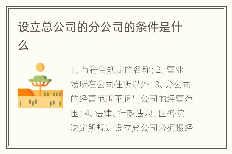 设立总公司的分公司的条件是什么