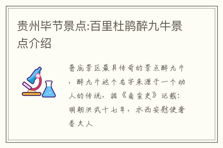 贵州毕节景点:百里杜鹃醉九牛景点介绍