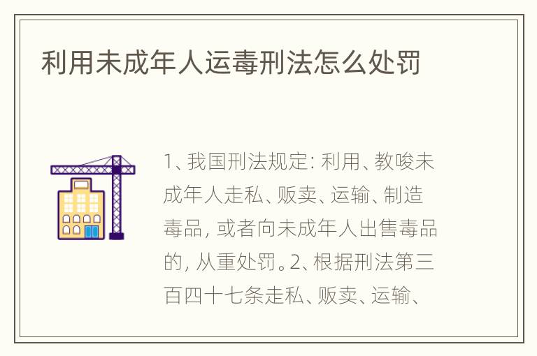 利用未成年人运毒刑法怎么处罚