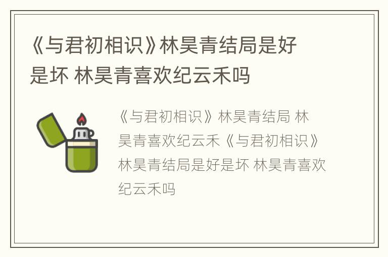 《与君初相识》林昊青结局是好是坏 林昊青喜欢纪云禾吗