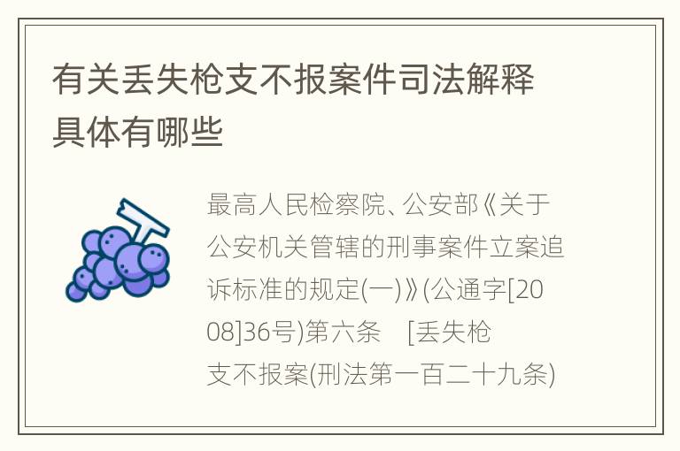 有关丢失枪支不报案件司法解释具体有哪些