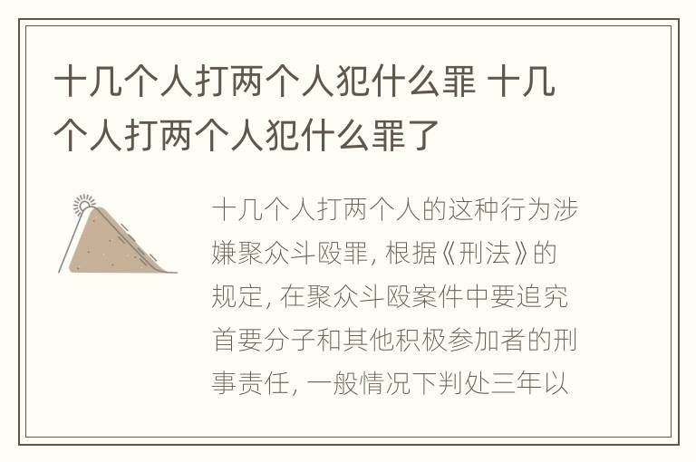 十几个人打两个人犯什么罪 十几个人打两个人犯什么罪了