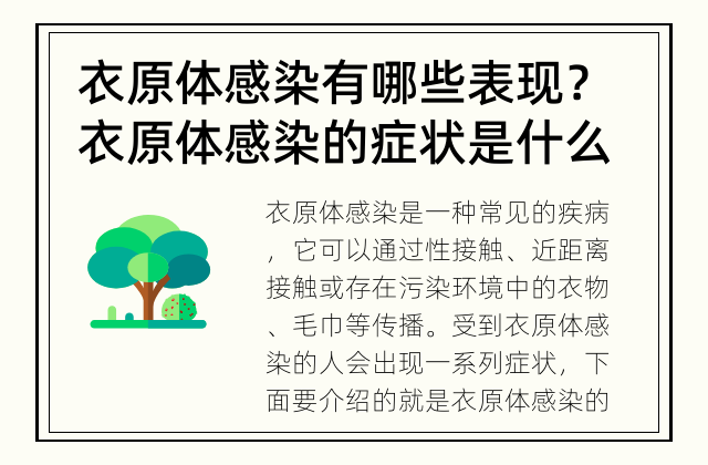 衣原体感染有哪些表现？ 衣原体感染的症状是什么？