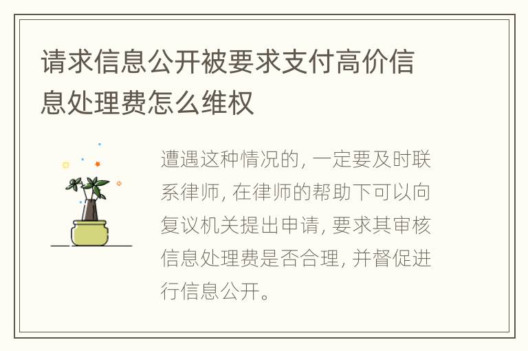请求信息公开被要求支付高价信息处理费怎么维权