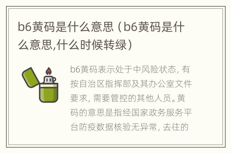 b6黄码是什么意思（b6黄码是什么意思,什么时候转绿）