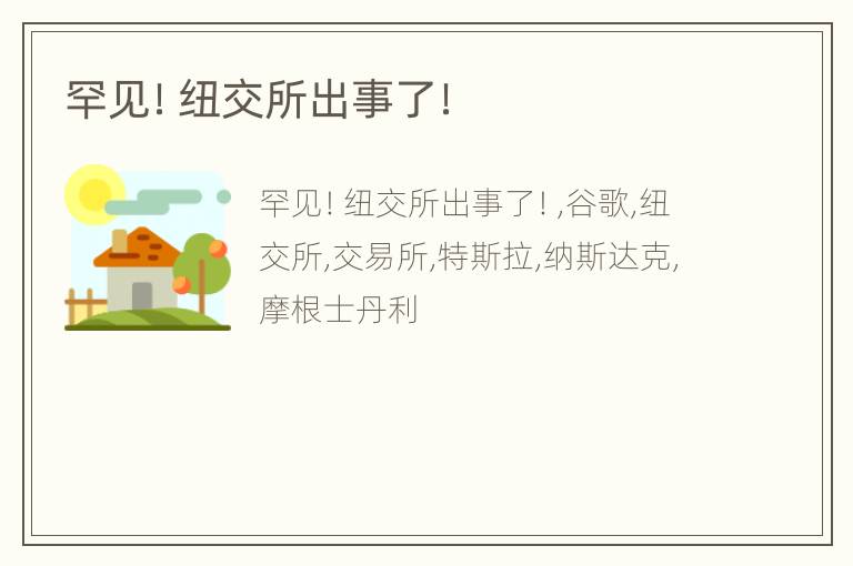 罕见！纽交所出事了！