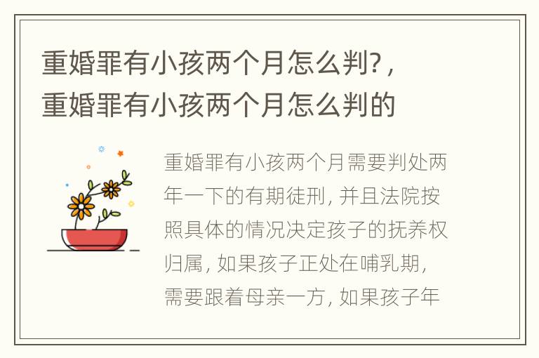 重婚罪有小孩两个月怎么判？，重婚罪有小孩两个月怎么判的
