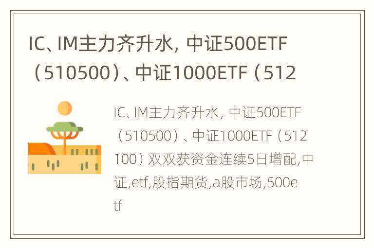 IC、IM主力齐升水，中证500ETF（510500）、中证1000ETF（512100）双双获资金连续5日增配