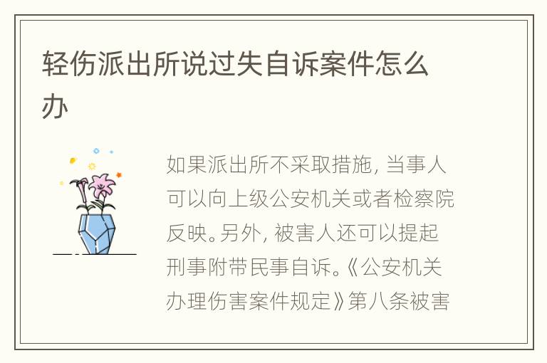 轻伤派出所说过失自诉案件怎么办