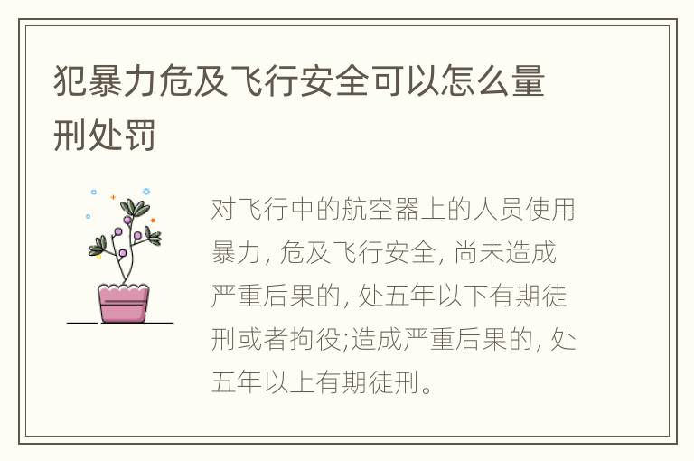 犯暴力危及飞行安全可以怎么量刑处罚