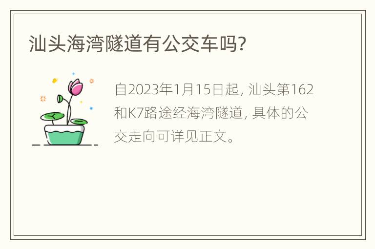 汕头海湾隧道有公交车吗？