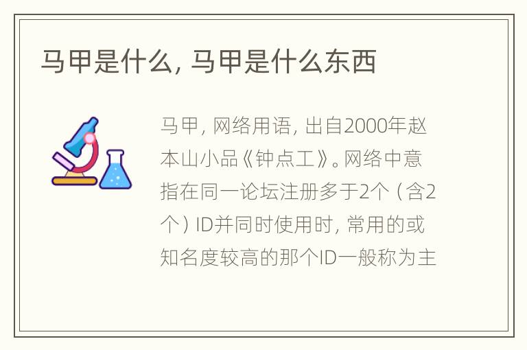 马甲是什么，马甲是什么东西