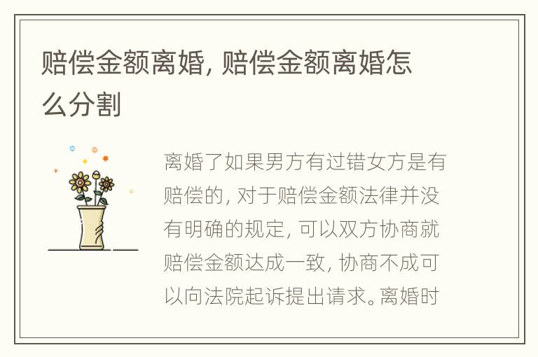 赔偿金额离婚，赔偿金额离婚怎么分割