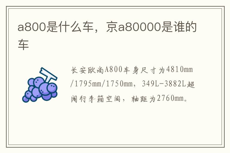 a800是什么车，京a80000是谁的车