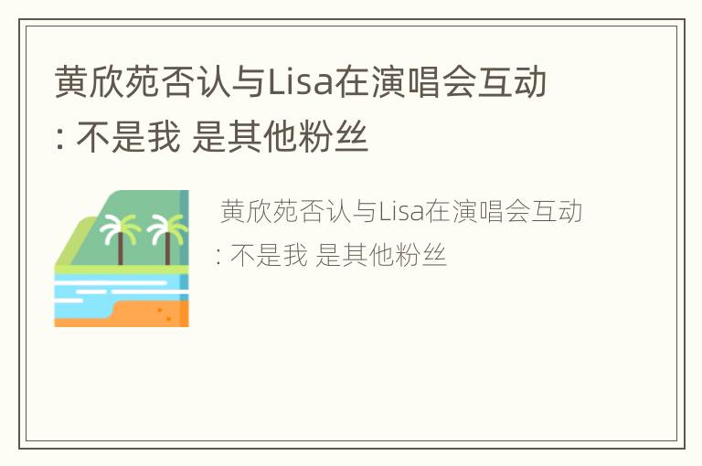 黄欣苑否认与Lisa在演唱会互动：不是我 是其他粉丝