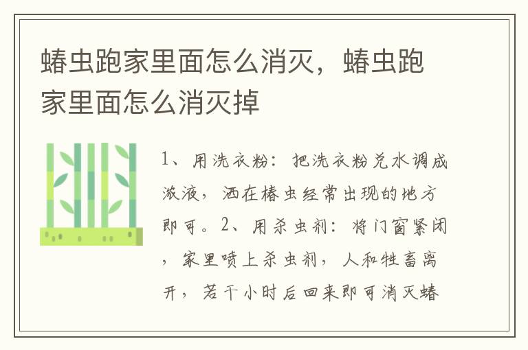 蝽虫跑家里面怎么消灭，蝽虫跑家里面怎么消灭掉
